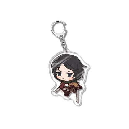 Attack On Titan Acrylic Figure Display Cartoon Keychain Eren Mikasa Levi Anime Desk Ornament Key Ring Accessories Q Version