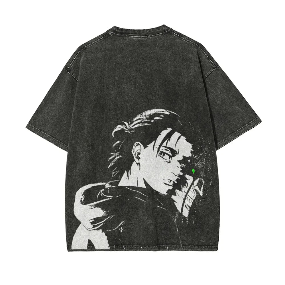 Eren Yeager T Shirt Attack on Titan Men Acid Wash Eren Founding Titan Anime Streetwear Shingeki no Kyojin Graphic Tee