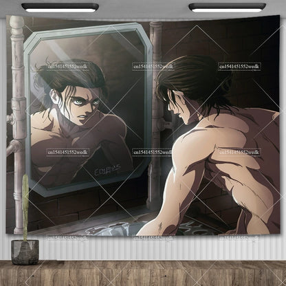 Manga Attack On Titan Freedom Tapestry Eren Jaeger Flags Wall Hanging Japanese Anime Tapestries Aesthetic Room Decor Art Posters