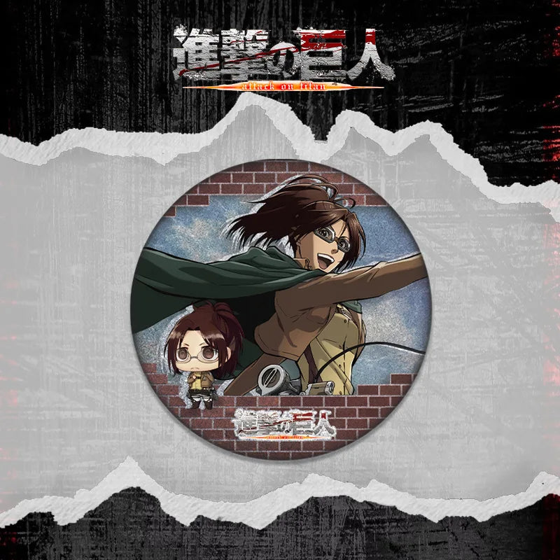 Attack on Titan 58 Badge Plain Glossy Film 58 Pin Anime Eren Yeager Ackerman Merchandise Souvenirs Collectibles Action Figures