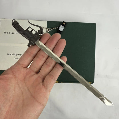 Attack on Titan Sword Model 22cm/8.66in Zinc Alloy Rust-Resistant Spring Release Scabbard Not Sharp Anime Gift Display for Fans