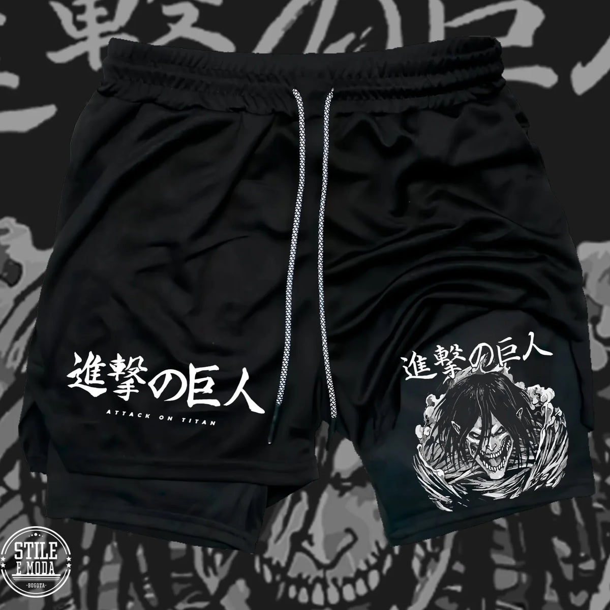 2026 New Men's/Women's Attack on Titan Nine Titans 2-in-1 Gym Shorts, Anime Character Print Breathable Fitness Sports Shorts