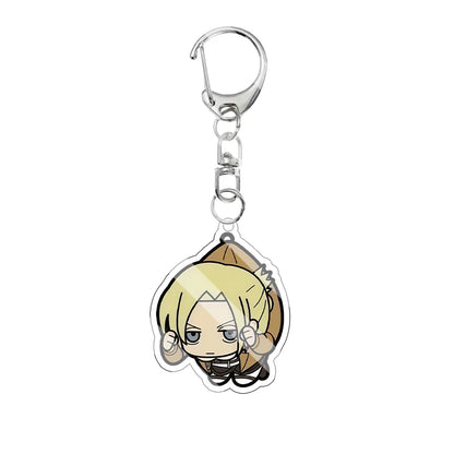Cartoon Attack on Titan Cute Acrylic Keychain Survey Corps Uniform Anime Character Funny Hanging Pose Bag Pendant Cute Accessory