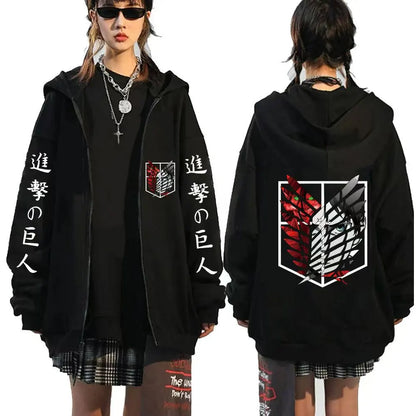 New Anime Attack on Titan Hoodie Zip Up Hoodies Sweatshirts Levi Ackerman Shingeki No Kyojin Hoodie Men Sportswear Cosplay Cloth