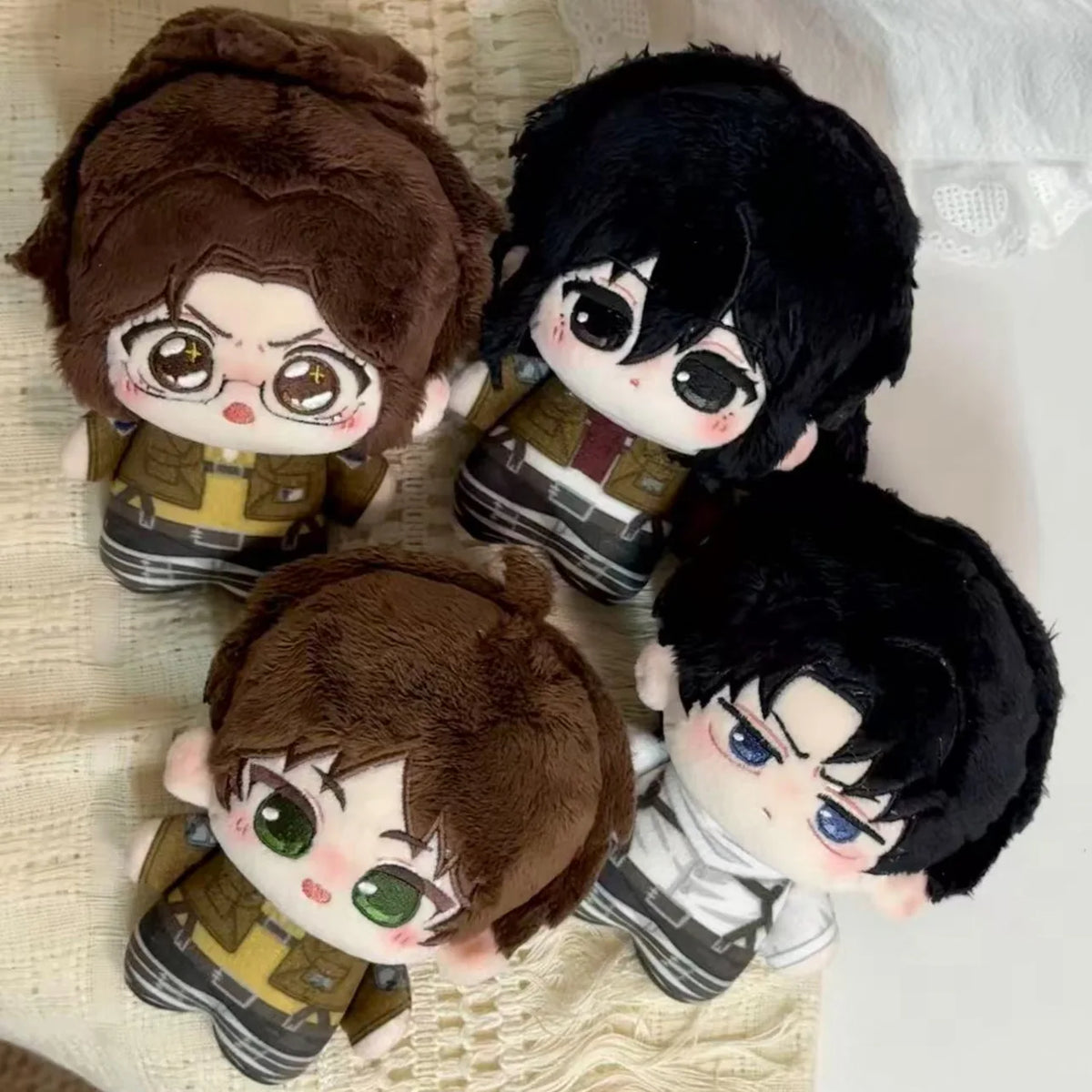 Anime Attack on Titan Fan-Made 10cm Plush Dolls & Keychains - Levi, Hange, Eren, Mikasa - Anime Stuffed Figure Pendant Gift