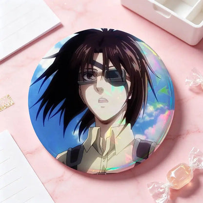 Hange Zoe Attack On Titan Anime Badges 25 32 44 58 75 Mm Round Cosplay Pin Bag Decor Fans Collect Friends Gifts Brooch Souvenir