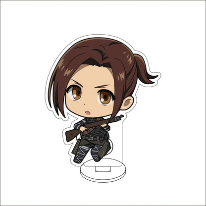 10CM Anime ‌Attack on Titan Cos Eren Jaeger Mikasa Ackerman Levi Ackerman Hanji Zoe Figure Acrylic Stand Cute Ornaments Gifts
