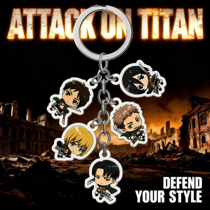Attack on Titan Anime Keychain Set of 5 Double Sided Transparent Acrylic Hanging Pendant Accessories Gift for Fans Collection