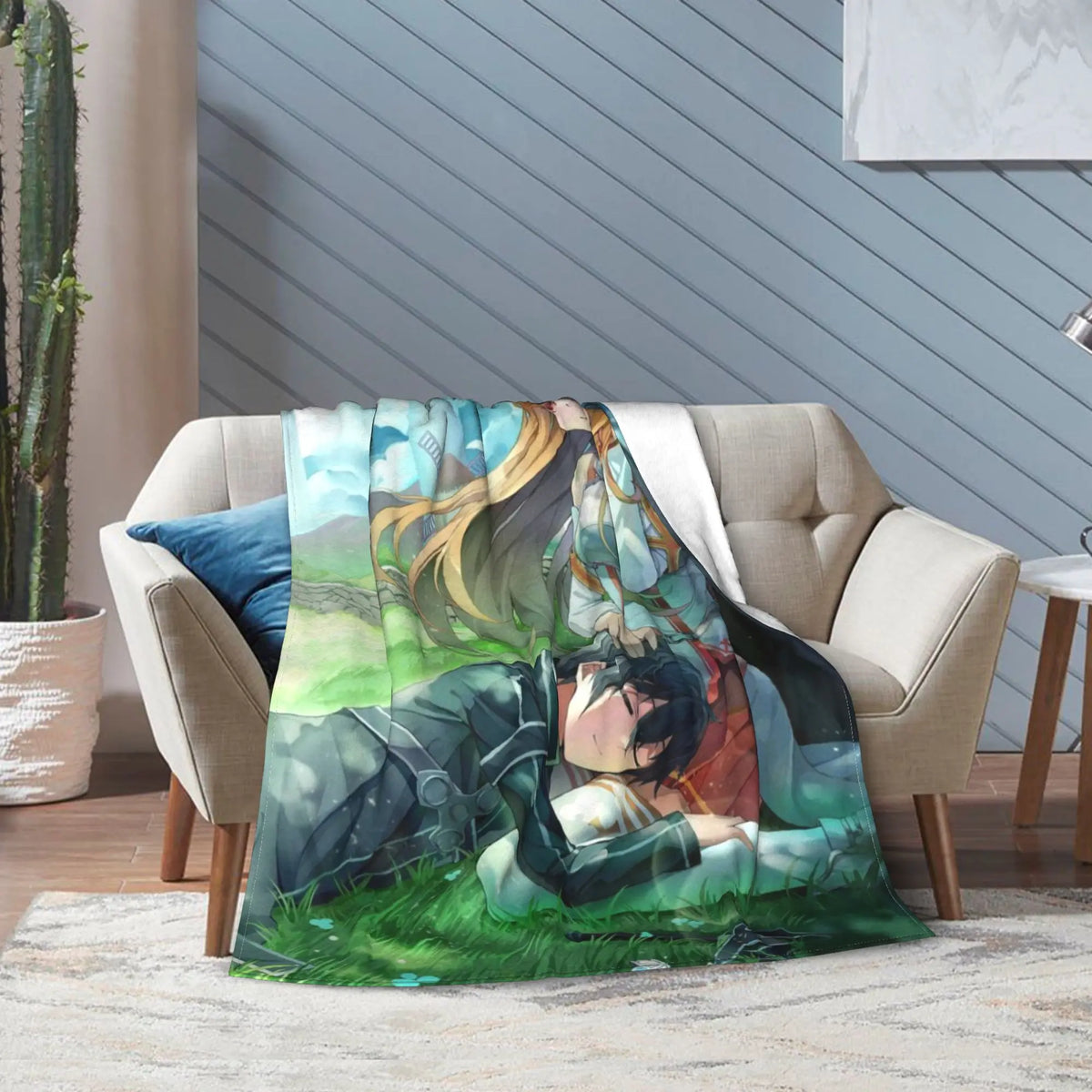 Sword Art Online Kirito Asuna Throw Blanket