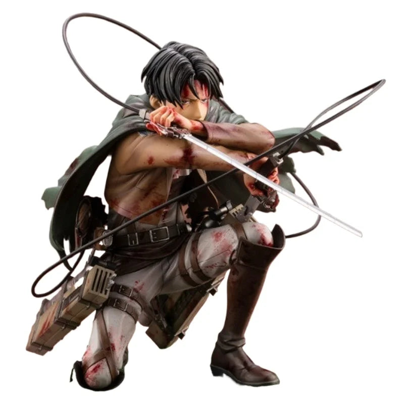 Kotobukiya Attack On Titan Levi Ackerman Anime Figure Battle Damaged Bloody Battle Kneeling Pose Collectible Statue Anime Model