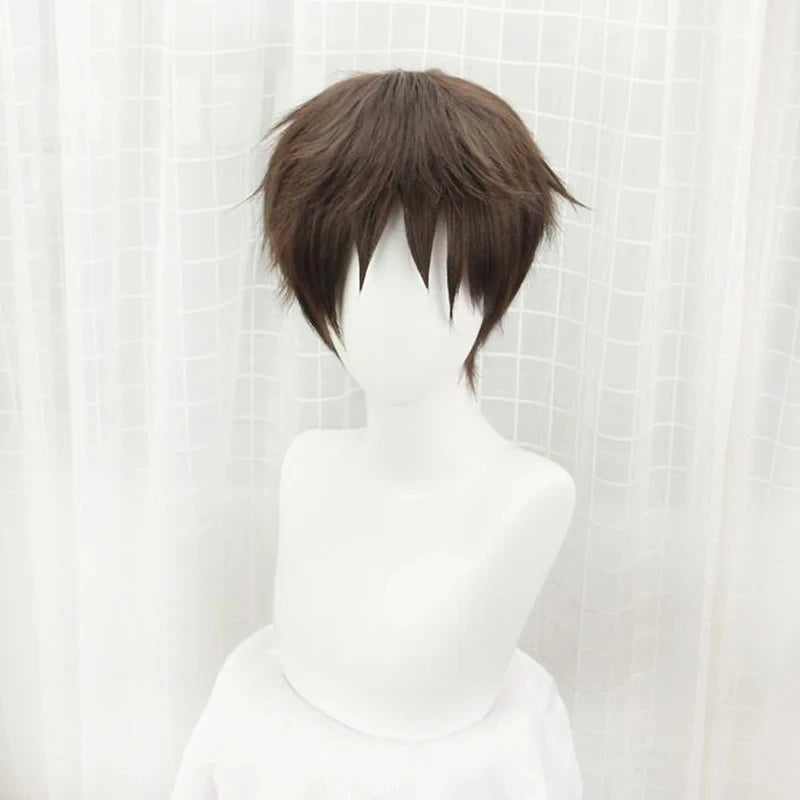Attack on Titan Eren Jaeger Cosplay Wig 30cm Short Straight Brown Heat Resistant Synthetic Hair Wigs
