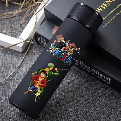 One Piece 304 Stainless Steel Thermos Cup Pattern Luffy Roronoa Zoro Action Figure High Capacity 500ML Drinking Water Bottle