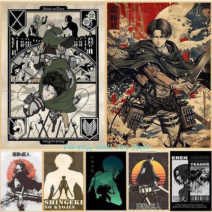 A-ttack-on-Titan Anime Levi Ackerman Eren Yeager Anime Characters Series Poster Canvas Painting Wall Pictures Home Room Decor