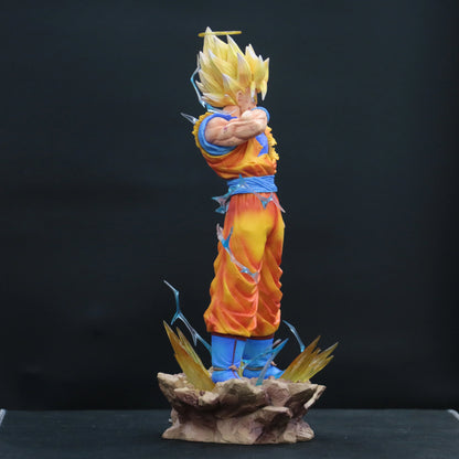 JJ Dragon Ball Z Son Goku Ssj2 Figure Led Base Super Saiyan 2 Goku Pvc Action Figures 33cm/12.99inch Collection Model Toys Gifts