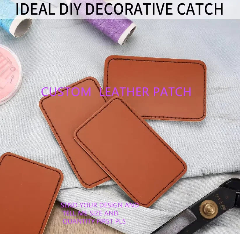 Custom Leather Patch Embossed Brand Name Logo Jeans Back Leather Badges Sewing On Backing for Leather Labels
