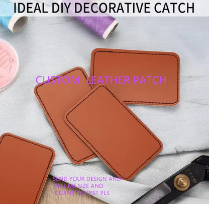Custom Leather Patch Embossed Brand Name Logo Jeans Back Leather Badges Sewing On Backing for Leather Labels
