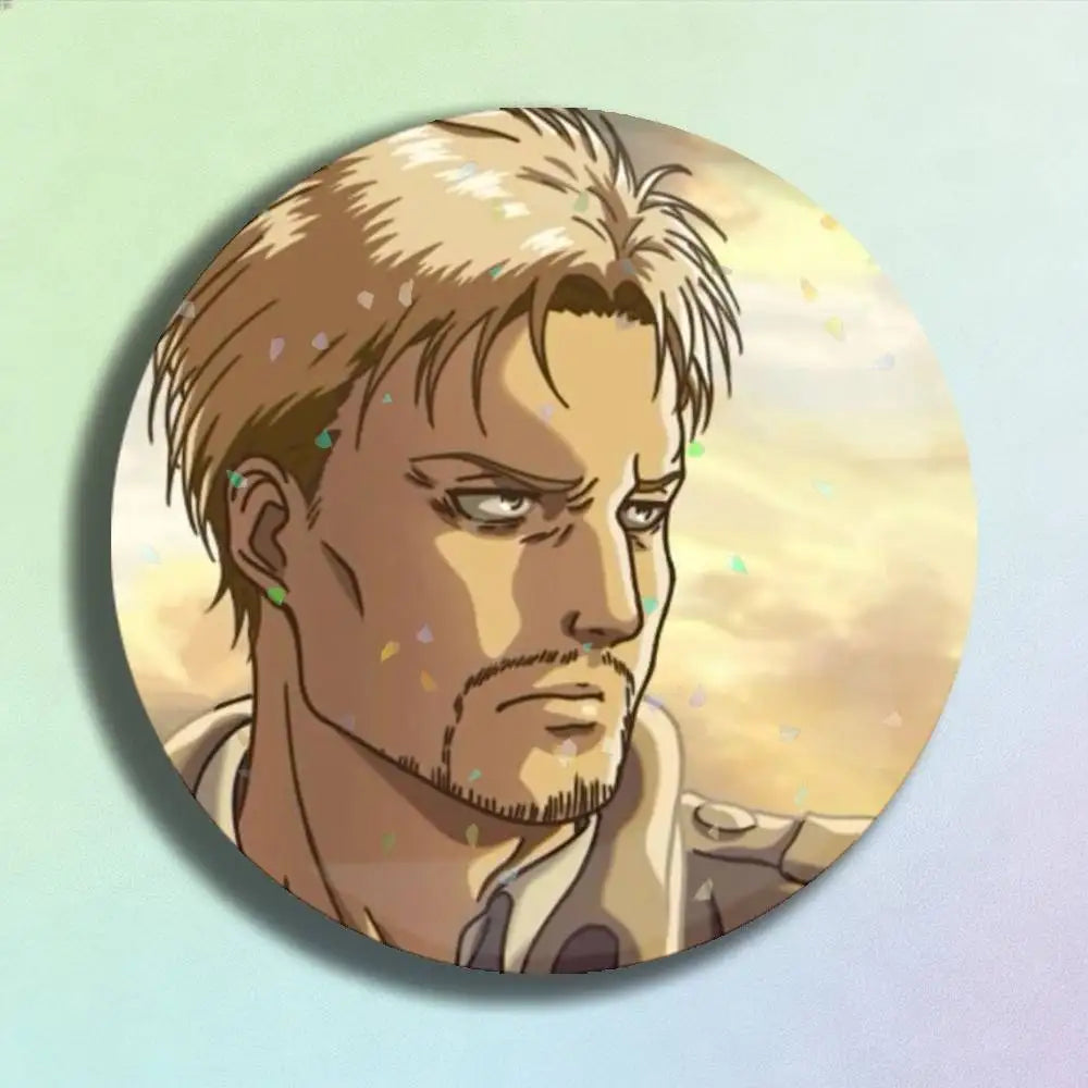 Attack on Titan Reiner Braun Laser Badge Creative Pins Brooch for Bag Clothes Hat Decor Gifts Fans Collect