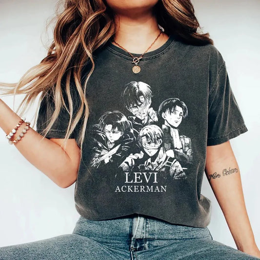 Levi Ackerman T-shirt, Attack on Titan Retro Y2K Anime Heavy Men's T-shirt Summer New Unisex