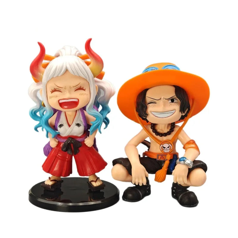 One Piece Anime Figure Sitting Laughing Luffy Action Figure Kawaii Sanji Zoro Ace Yamato Figurine Collection Toy Doll Gift Model