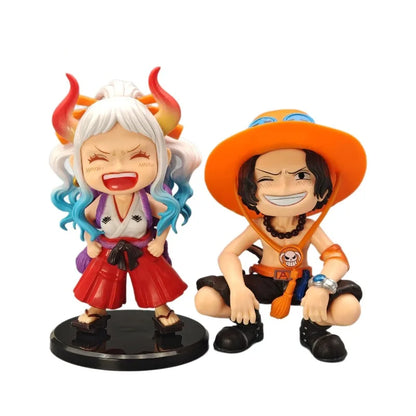 One Piece Anime Figure Sitting Laughing Luffy Action Figure Kawaii Sanji Zoro Ace Yamato Figurine Collection Toy Doll Gift Model