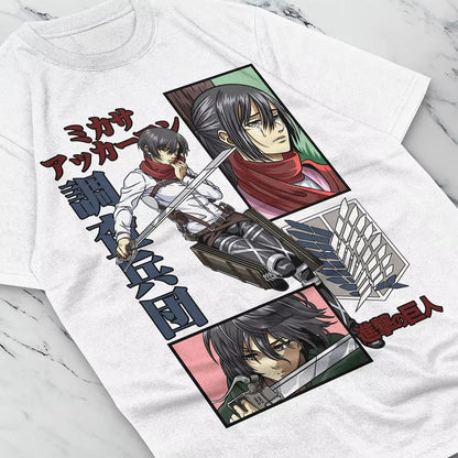 Attack on Titan Mikasa Eren and Mikasa Printed T-shirt Summer unisex Loose and Breathable cotton T-shirt Top