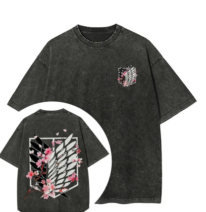 Attack on Titan Men and Women Summer Fashion Casual Clothing Retro Street Style Anime Printed Cotton T-shirt
