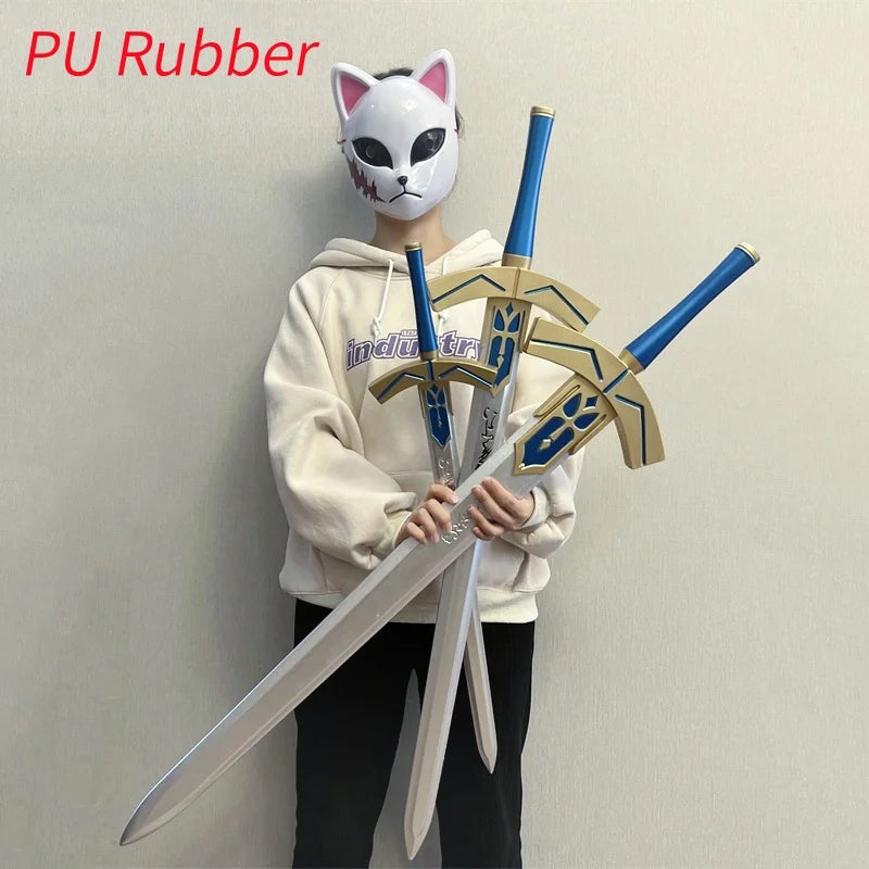 Fate Stay Night Sword Saber Holy Sword Black Sword Weapons 1:1 Cosplay Halloween Prop Model Gift Safety PU Rubber Gift Toys