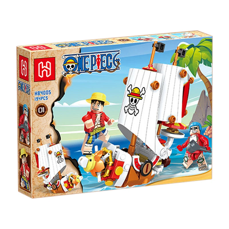 One Piece Thousand Sunny Going Merry Micro Bricks 4in1 Building Blocks Model Toys Ornament Pirate Ship Figures Kits Gifts