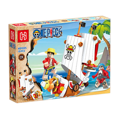 One Piece Thousand Sunny Going Merry Micro Bricks 4in1 Building Blocks Model Toys Ornament Pirate Ship Figures Kits Gifts