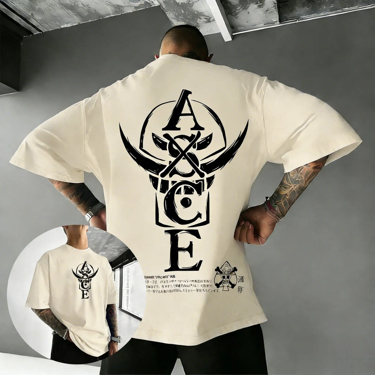 2026 Summer One Piece Portgas D. Ace ASCE Cotton T-Shirt Vintage Skull Print Casual Streetwear for Men Women Teens Anime Fans