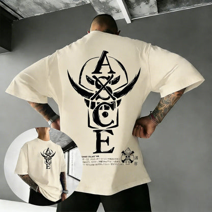 2026 Summer One Piece Portgas D. Ace ASCE Cotton T-Shirt Vintage Skull Print Casual Streetwear for Men Women Teens Anime Fans