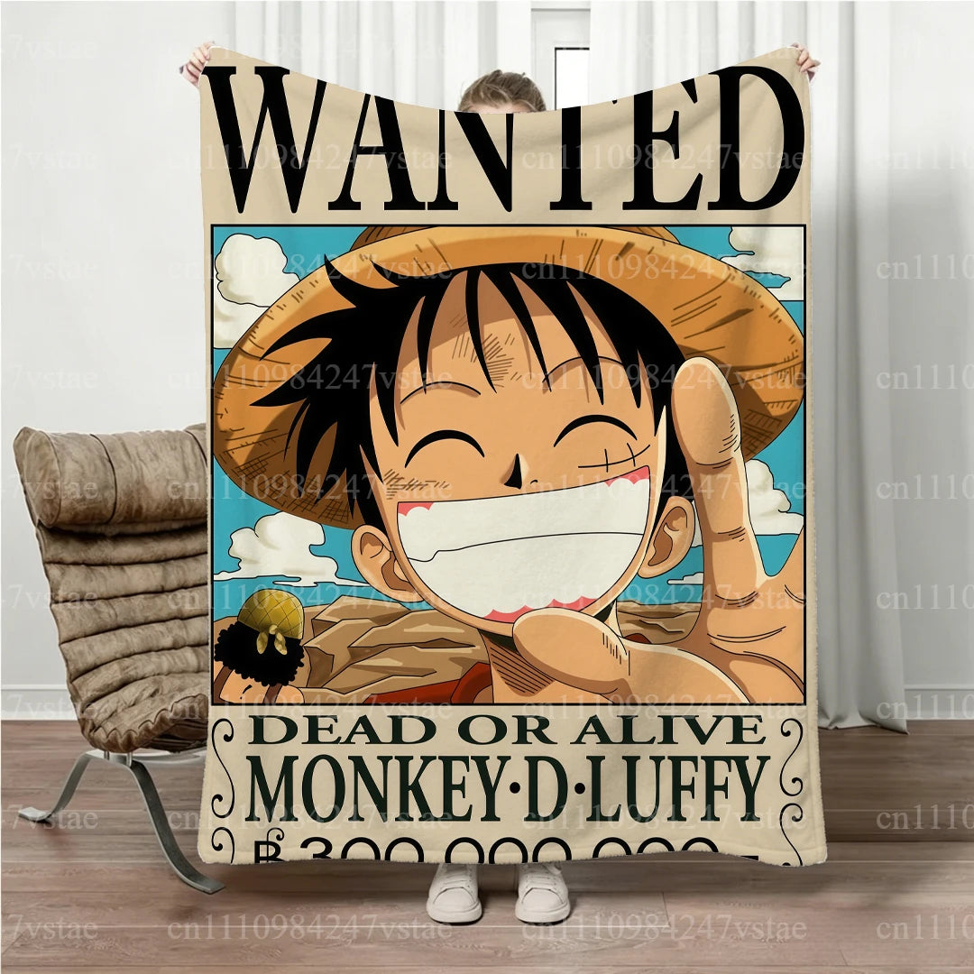 Hot Luffy Wanted Blanket Four Season Parent-Child Matching Family Soft Flannel All Season Warm Throw Blanket Sofa Bed Home Gift