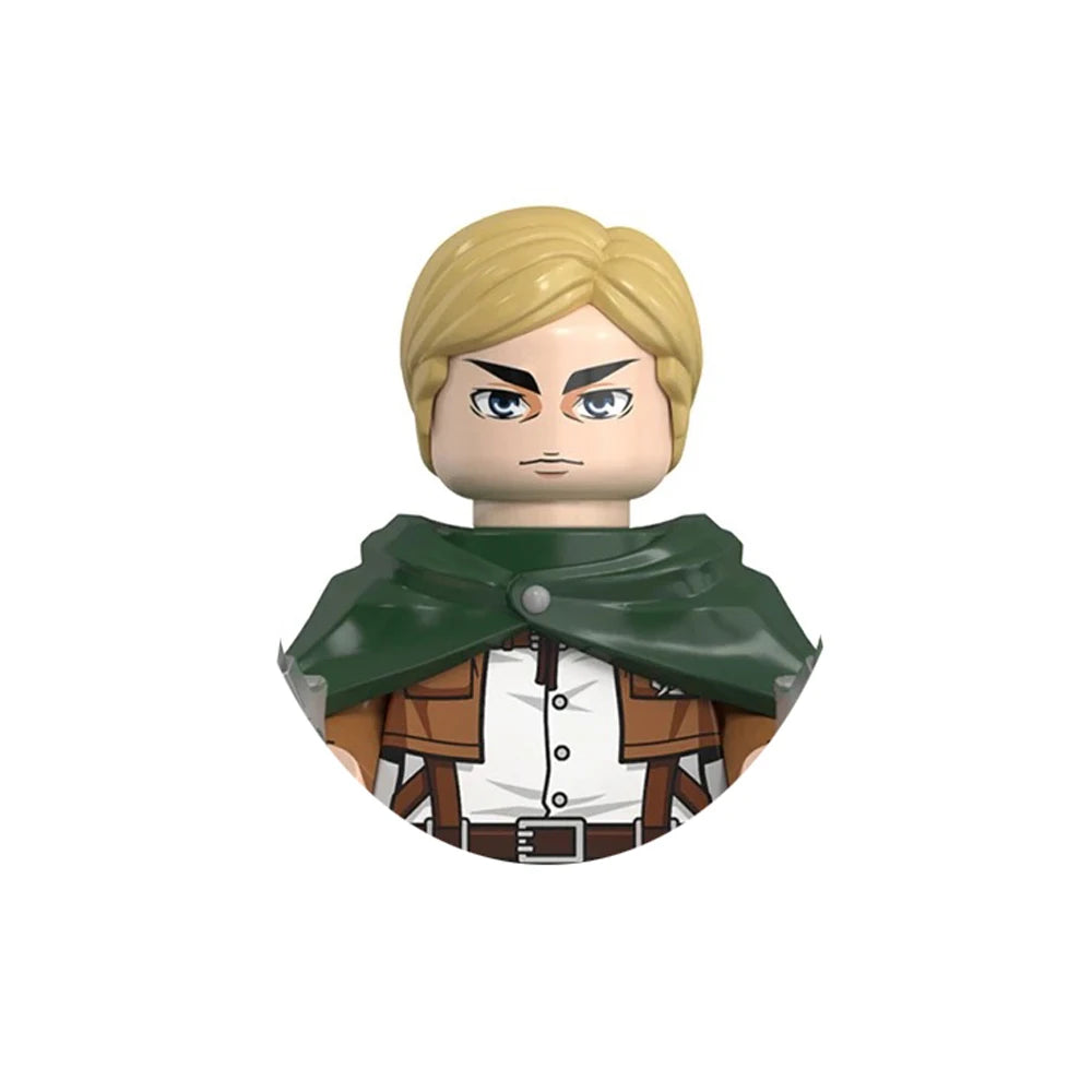 New Attack on Titan Minifigure Keychain Shingeki No Kyojin Eren Levi Mikasa Anime Action Figures Toys for Kids Gift
