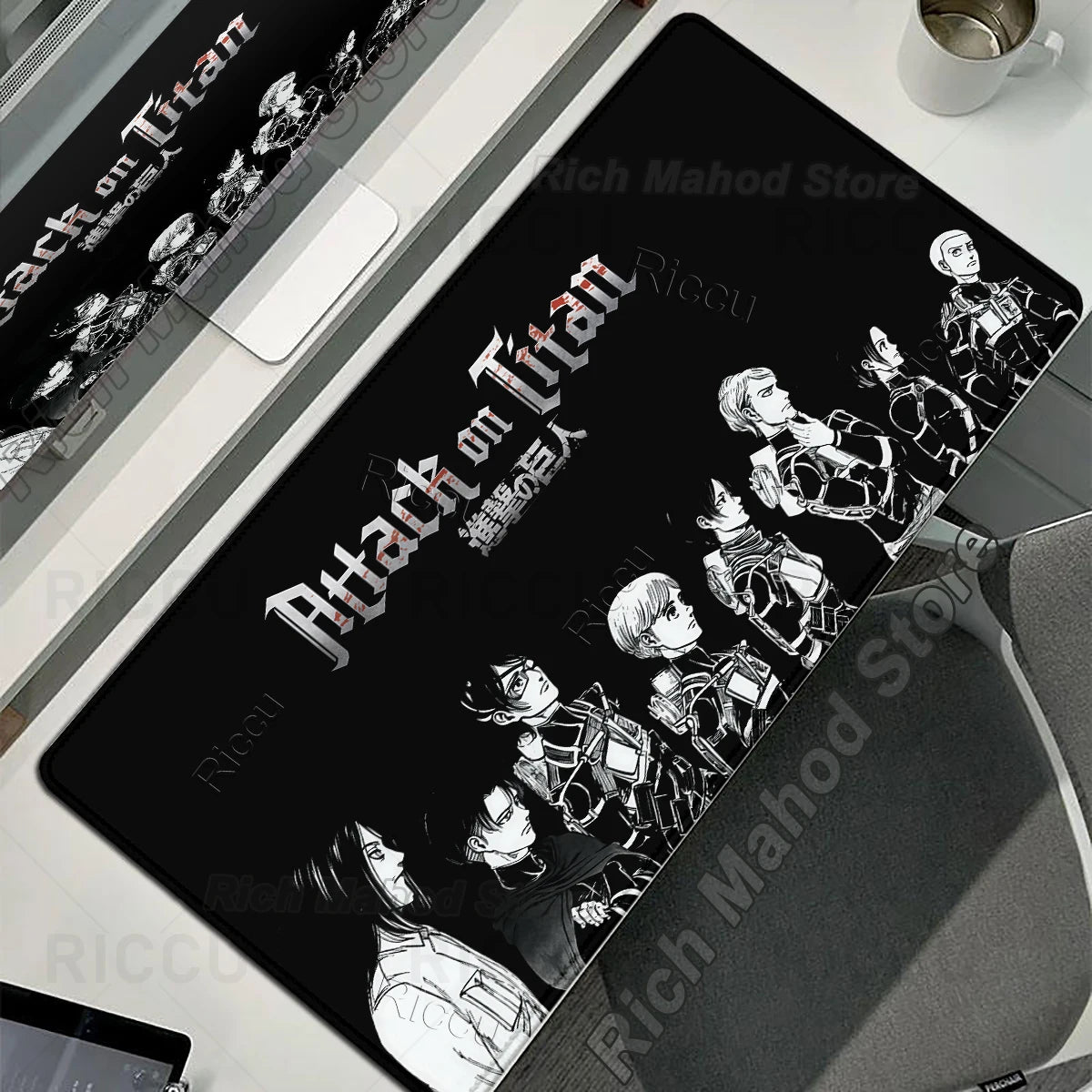 Anime Attack on Titan XXL Desk Mat Large Black White Mouse Pad Gamer Computer Mousepad Gaming Laptop Keyboard Mouse Mats Carpet