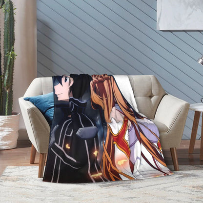 Sword Art Online Kirito Asuna Throw Blanket