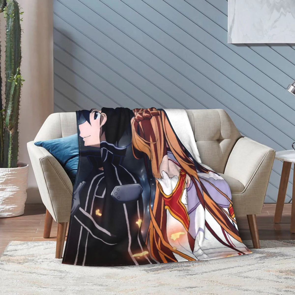 Sword Art Online Kirito Asuna Throw Blanket