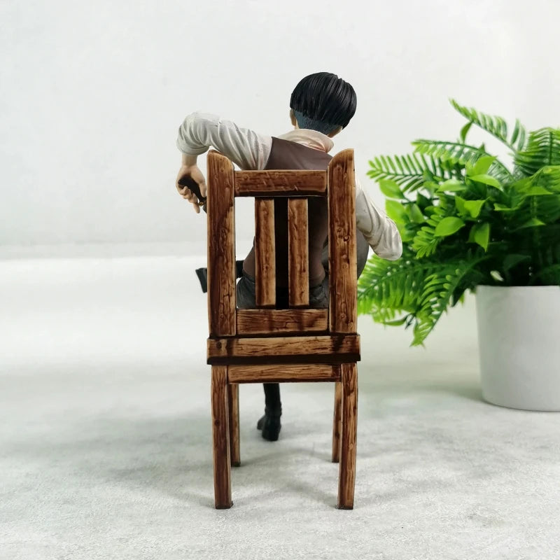 18cm Anime Attack On Titan GK Captain Levi Ackerman Sitting Figure High-Quality Statue Collectible Model Toy Desktop Decor Gift