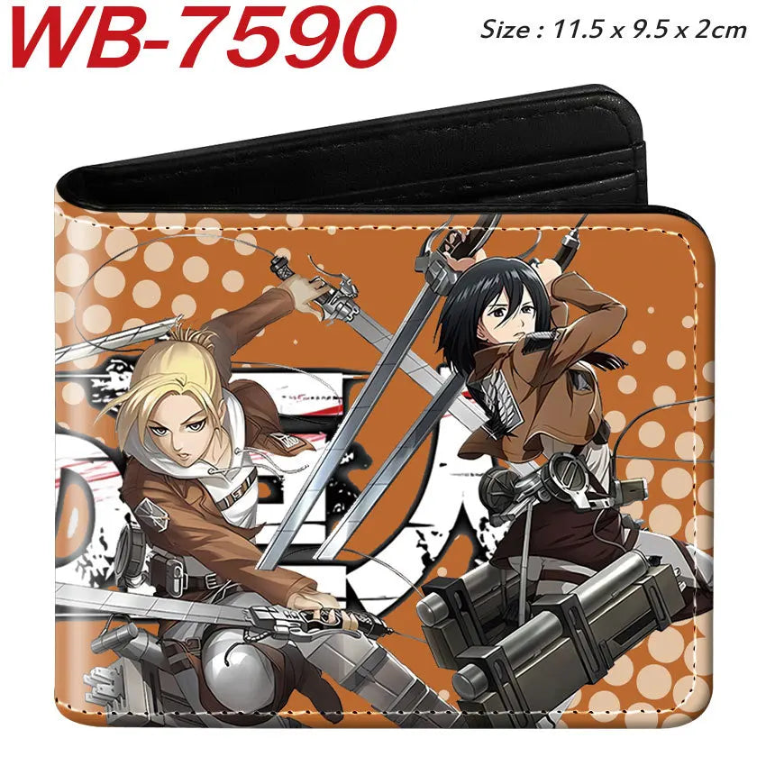 Attack On Titan Eren Jaeger Short Wallet Full Color Anime Character Printed Card Holder Coin Purse Pu Leather For Fans Gift