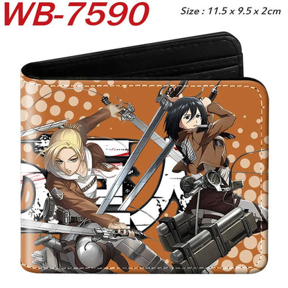 Attack On Titan Eren Jaeger Short Wallet Full Color Anime Character Printed Card Holder Coin Purse Pu Leather For Fans Gift