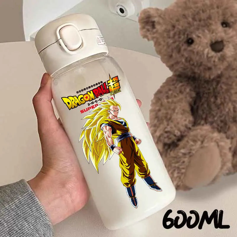 For Dragon Ball Straw Bottles 600ml Vegeta Goku Transparent Plastic Anti Drop Water Bottle Students Outdoor Capacity