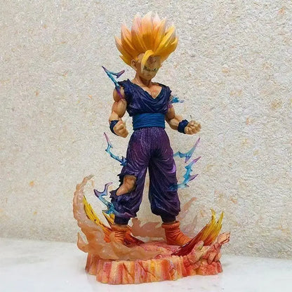 Dragon Ball Z Super Saiyan 2 Son Gohan Figure, Anime Statue with Lightning & Flame Effect Base, Battle Damage Ver. PVC Collectib
