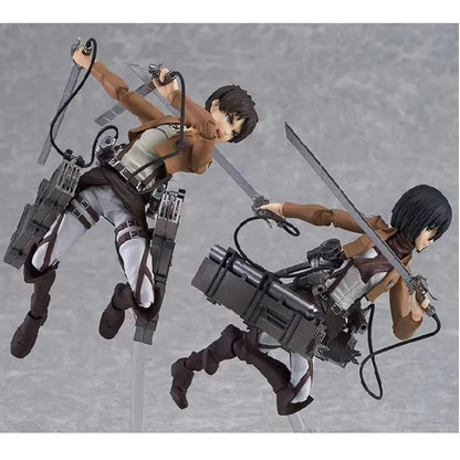 Attack On Titan Figma Eren#207 Levi#213 Erwin#446 Mikasa#203 Anime Action Figure Pvc Model Toy Collectible Desktop Ornament Gift