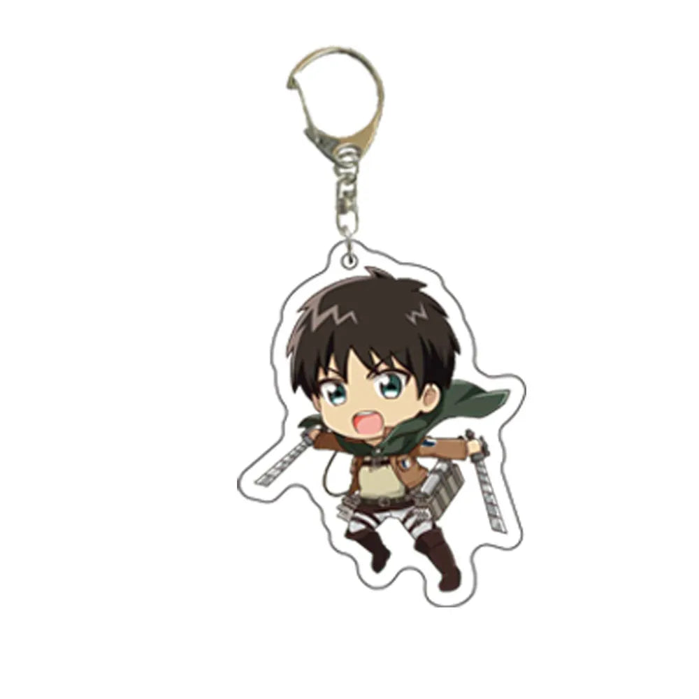 55MM Anime Attack on Titan Figure Eren Jaeger Mikasa Ackerman Armin Arlert Erwin Smith Levi Ackerman Acrylic Keychain Cute Gifts