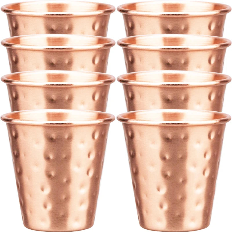 6cs 8Pcs New 100% Copper Cups Pure Solid  Moscow Mule PURE Copper Mugs-Shaped 2oz Cocktail Cups Beer Milk Mug Drinkware