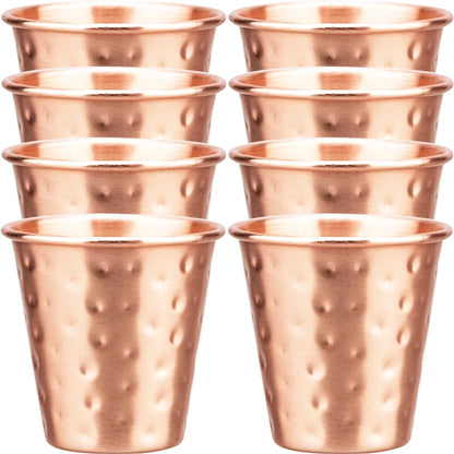 6cs 8Pcs New 100% Copper Cups Pure Solid  Moscow Mule PURE Copper Mugs-Shaped 2oz Cocktail Cups Beer Milk Mug Drinkware