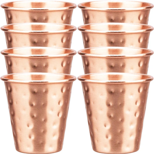 6cs 8Pcs New 100% Copper Cups Pure Solid  Moscow Mule PURE Copper Mugs-Shaped 2oz Cocktail Cups Beer Milk Mug Drinkware
