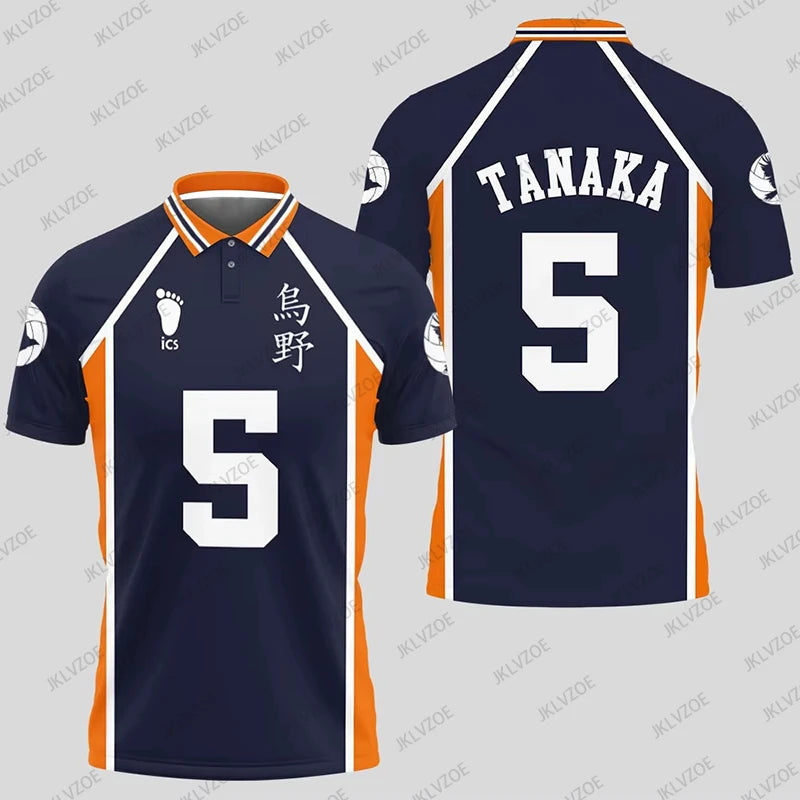 Anime Haikyuu Hinata Cosplay Polo Shirts Summer Shorts Sleeve Men Polos Volleyball Uniform Japan Sports Jerseys Kids Adult Tops