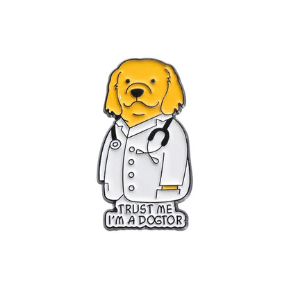 Cartoon Animal Doctor Brooch Enamel Pins Creative TRUST ME I'M A DOGTOR Brooches Clothes Lapel Badge Accessories Jewelry Gift