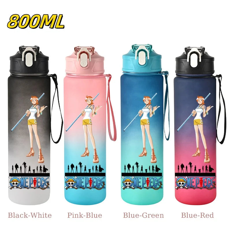 800ML ONE PIECE Monkey D. Luffy Nico Robin Anime Straw Sport Water Bottle for Easy Carry Ideal for Fitness Sports Outdoor