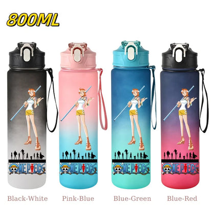 800ML ONE PIECE Monkey D. Luffy Nico Robin Anime Straw Sport Water Bottle for Easy Carry Ideal for Fitness Sports Outdoor